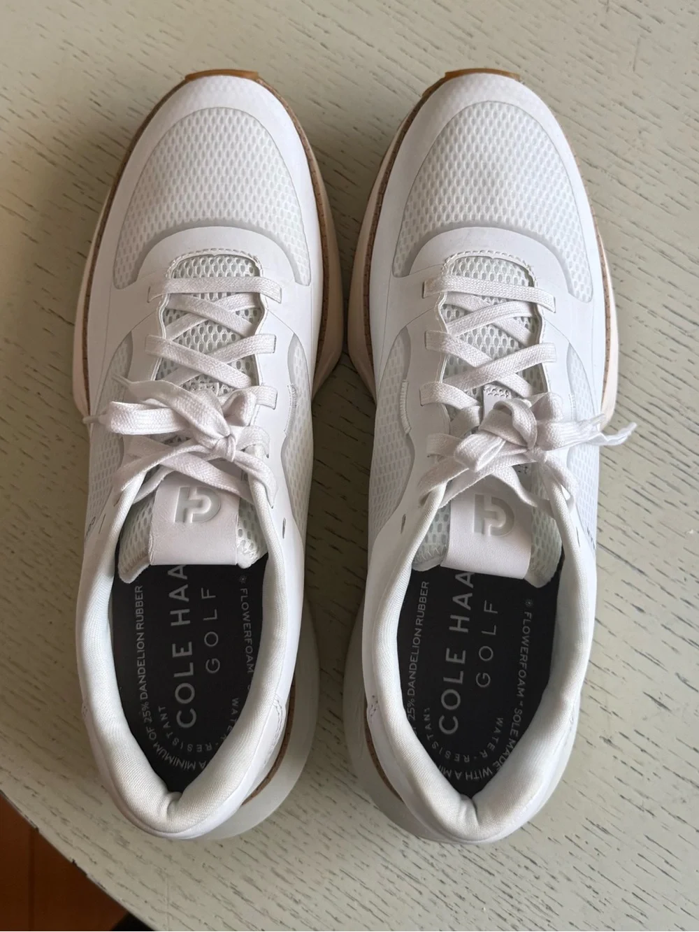Cole Haan Women’s White Mesh and Leather Sneakers with Gum Trim